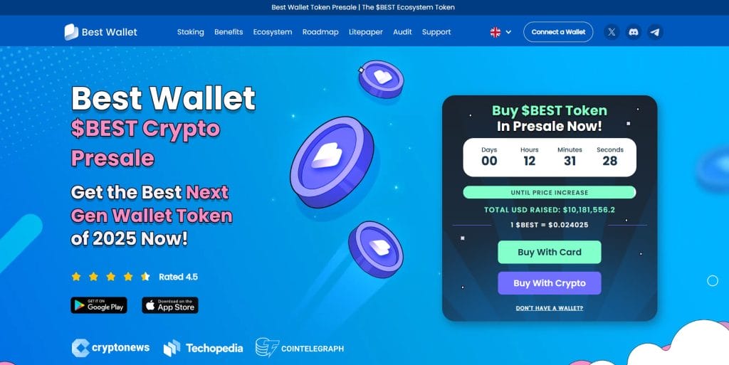 Best Wallet (Best) utility token presale website.
