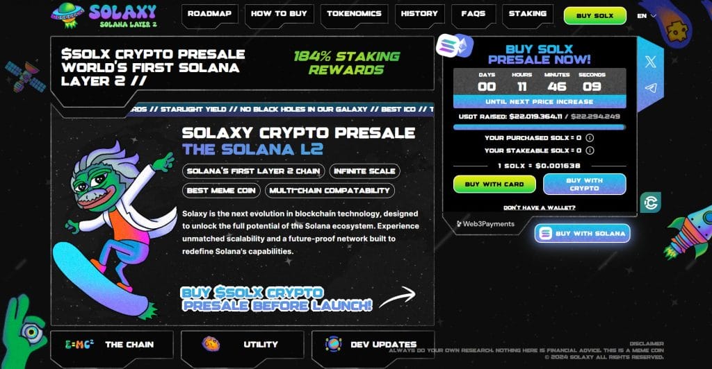 Solaxy (SOLX) altcoins presale website.