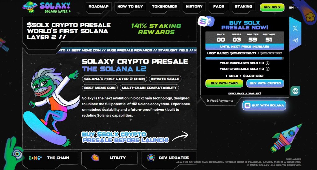 Solaxy (SOLX) presale website.